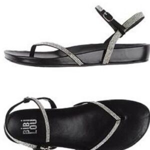 Black Sandals with Silver beaded  Accents